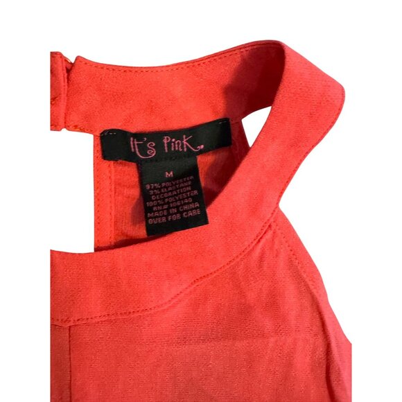 Its Pink Womens Sleeveless Coral Top With Lace Detail Size M Polyester & Spandex - Picture 2 of 7